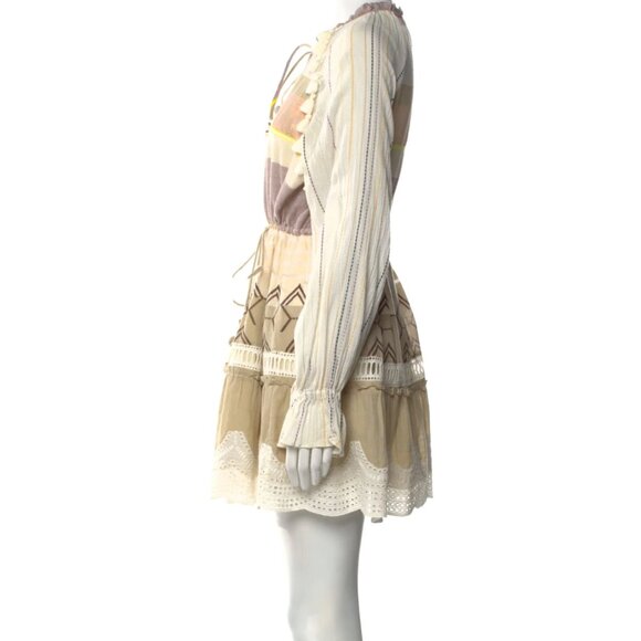 Hemant & Nandita Embroidered Mini Dress with Eyelet Detail and Tassels SZ L - Picture 4 of 5